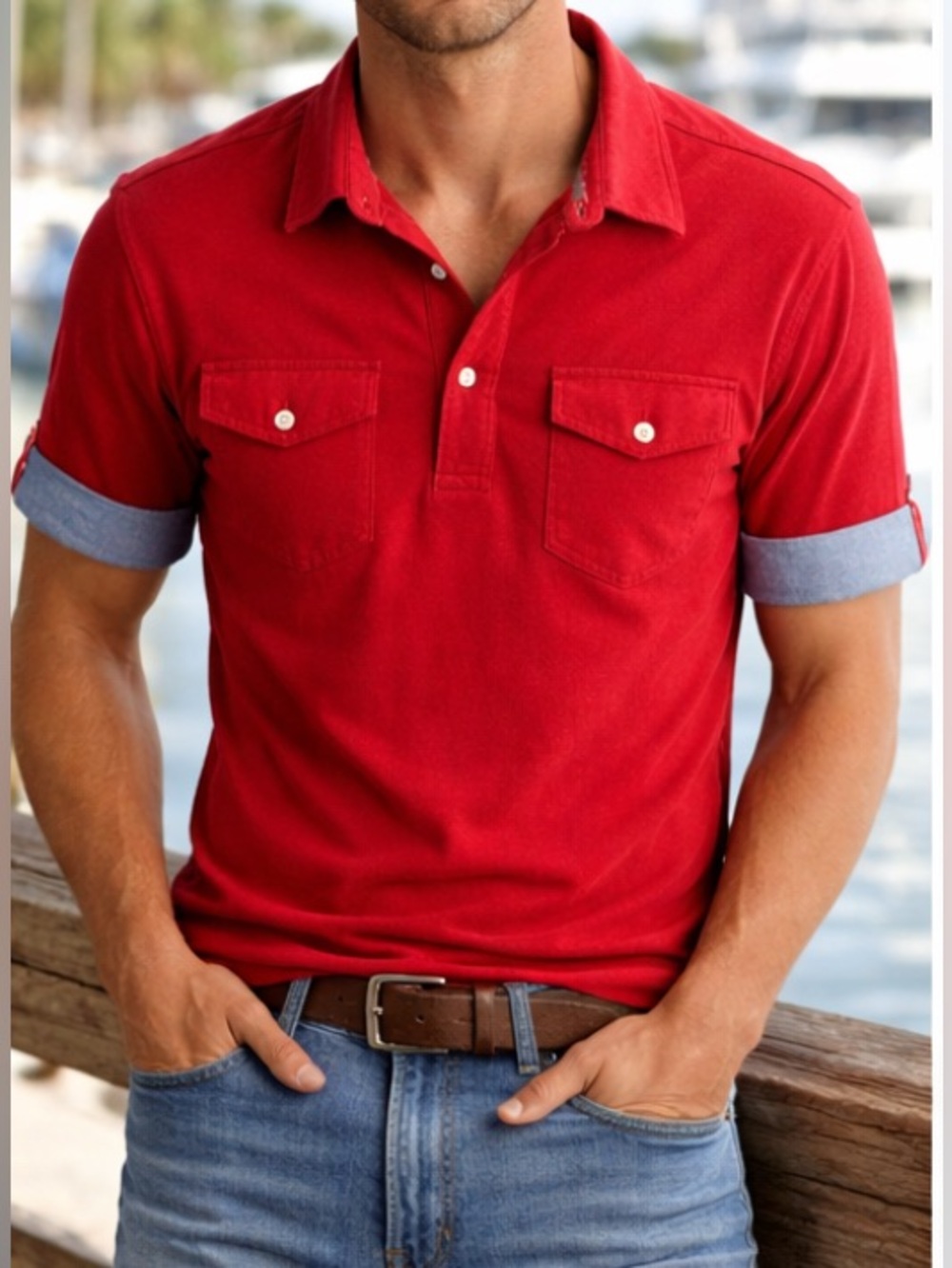 Love Moschino Vintage short sleeve Polo Pockets College Dept Peace sign Mens L